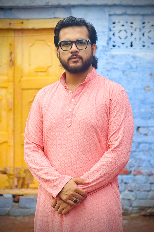 "Shaan-e-Awadh" Chikankari Kurta with Palla Topi